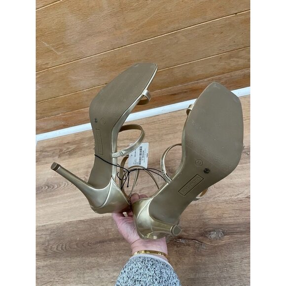 NWT Worthington Gold High Heel Sandals With Ankle Strap & Zipper Back - Size 11M - Picture 7 of 7
